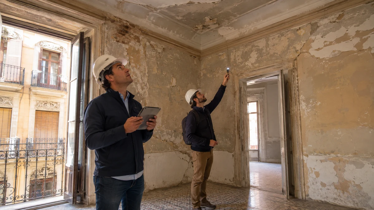 Inspección técnica de un edificio antiguo antes de comprar para reformar y vender